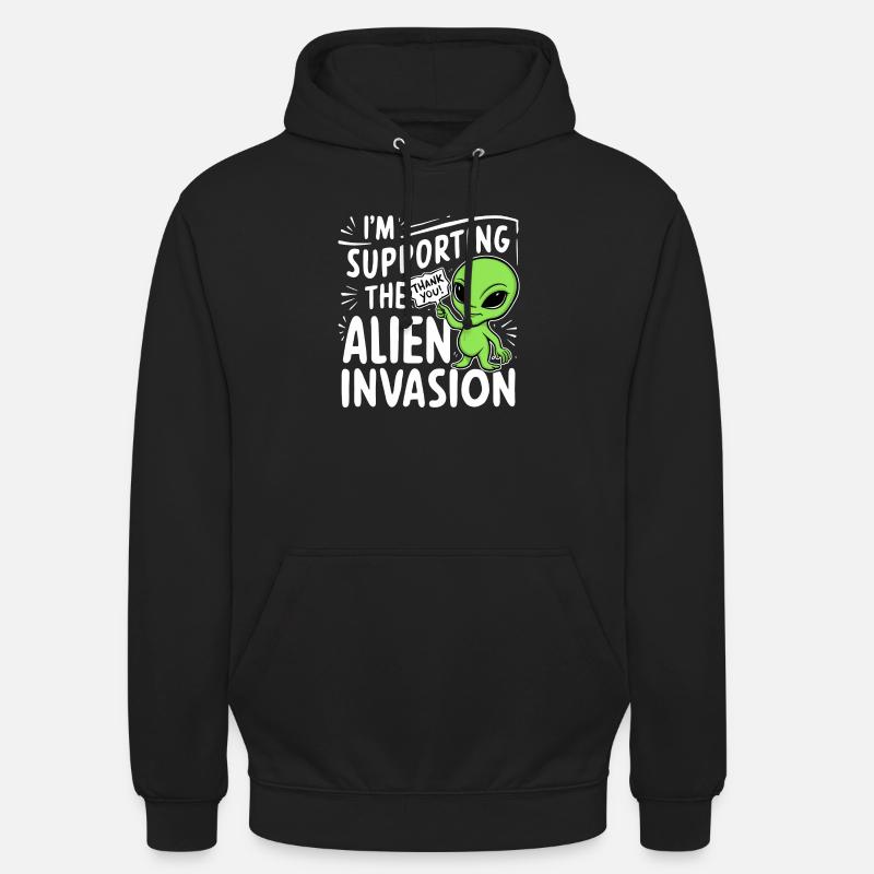 invasion extra terrestre - humour - Sweat-shirt à capuche unisexe - noir