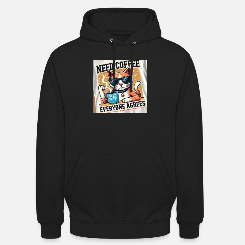Chat café - Sweat-shirt à capuche unisexe - noir