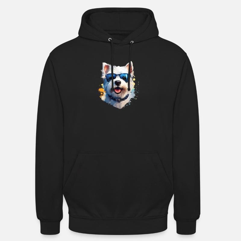Westie mit Sonnenbrille - Unisex Hoodie - Schwarz
