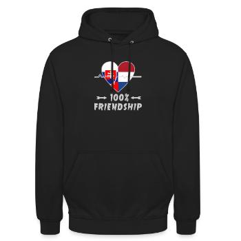 Slowakei und Niederlande 100% Freundschaft - Unisex Hoodie - Schwarz - Vorne - Alina (178cm) & Michal (187cm)