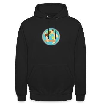 Unité mondiale et entraide - Sweat-shirt à capuche unisexe - noir - Devant - Alina (178cm) & Michal (187cm)