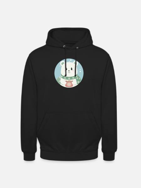 Cute polar bear in Christmas spirit - Unisex Hoodie - black
