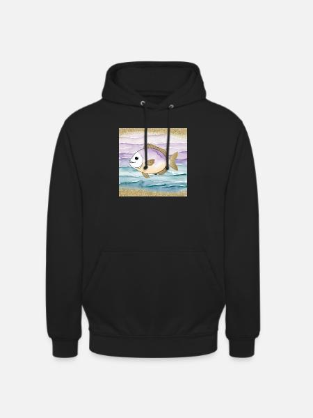 Verspielter Fisch im Wasser - Unisex Hoodie - Schwarz