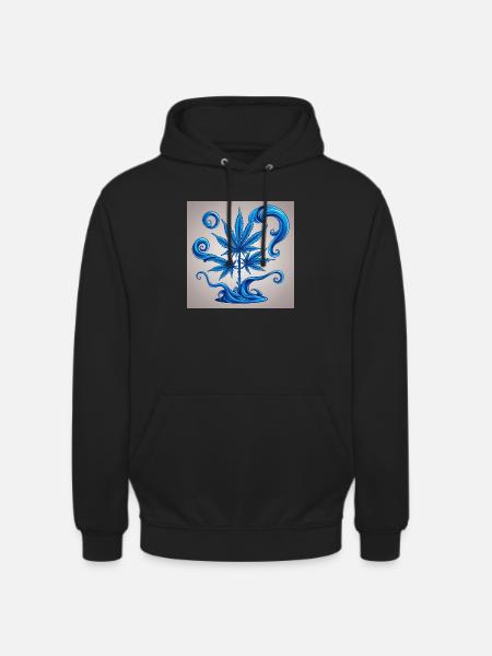 Blauer Hanfbaum mit Wasserdesign - Unisex Hoodie - Schwarz