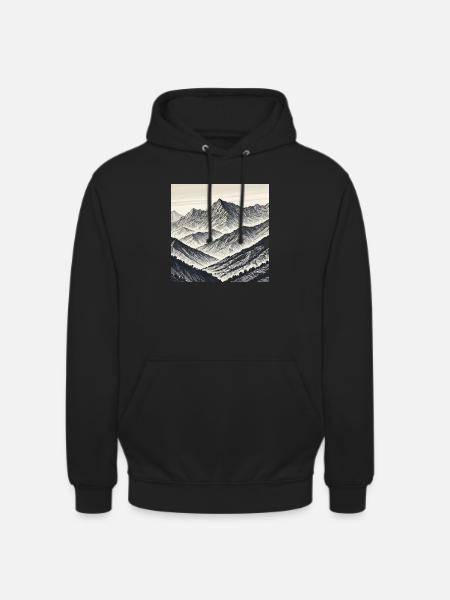 Linienberge der Schatten - Unisex Hoodie - Schwarz