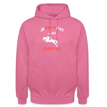 je peux pas j'ai cheval - Sweat-shirt à capuche unisexe - rose - Devant - Alina (178cm) & Michal (187cm)