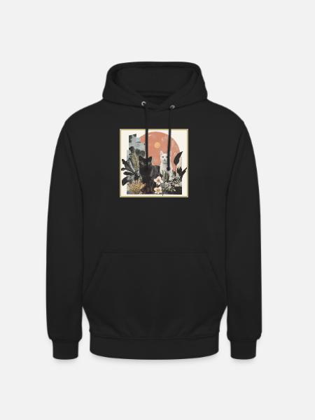 collage de chats - Sweat-shirt à capuche unisexe - noir