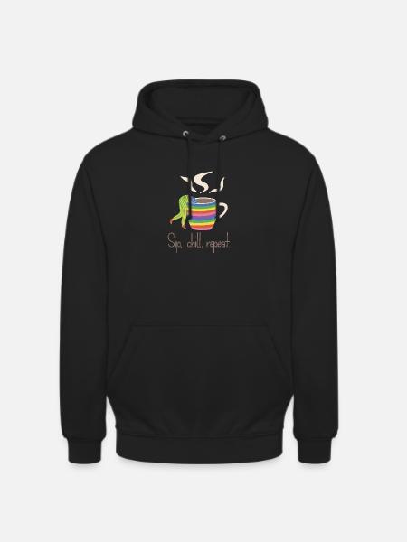 Sip, chill, repead - Rainbow Coffee Lover - Unisex Hoodie - black
