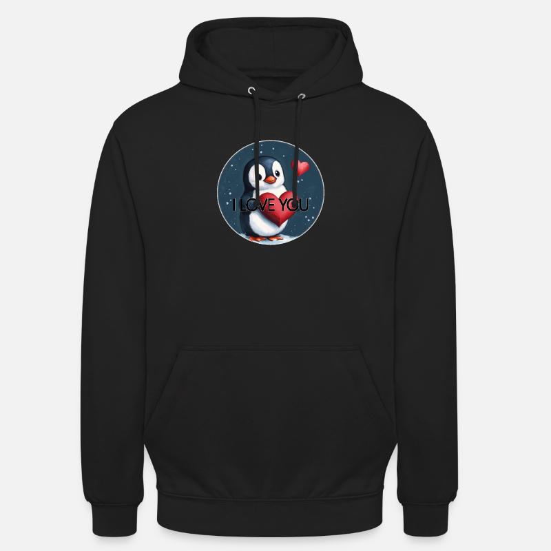 JE T’AIME PINGOUIN - Sweat-shirt à capuche unisexe - noir