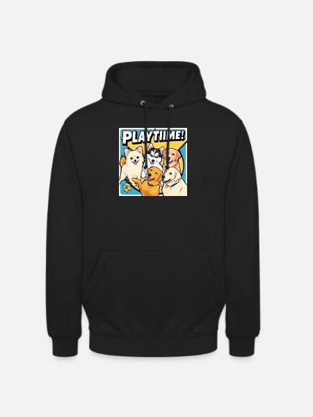 Comic Dogs - Playtime - Unisex Hoodie - black