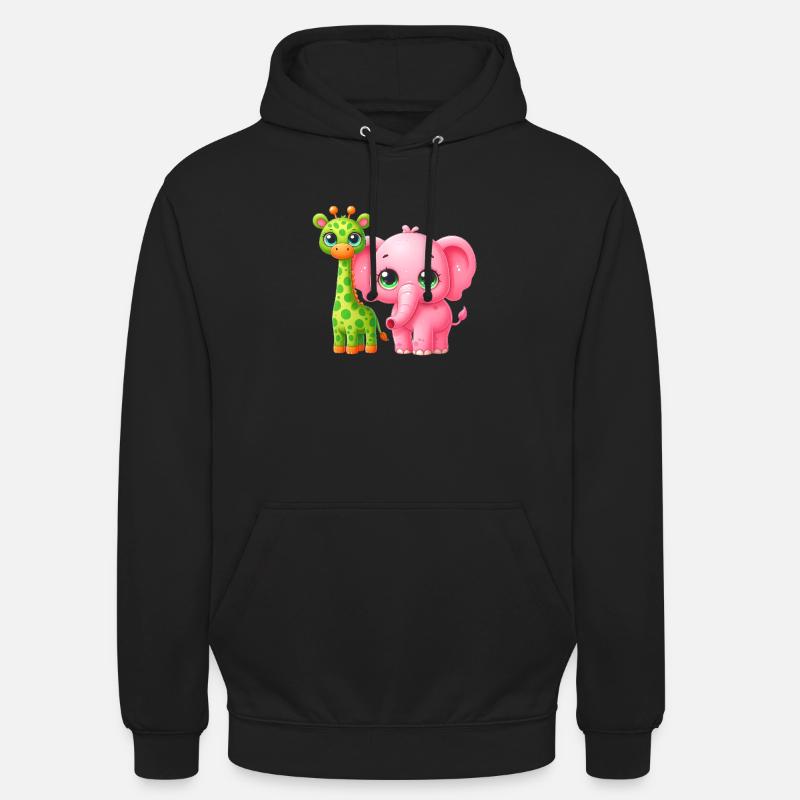Illustration d’amitié animale mignonne - Sweat-shirt à capuche unisexe - noir