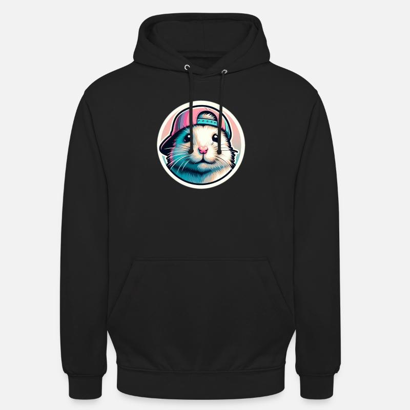 Hamster with cap in pastel - Unisex Hoodie - black