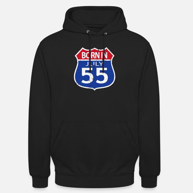 Né(e) en Juillet 1955 - Sweat-shirt à capuche unisexe - noir