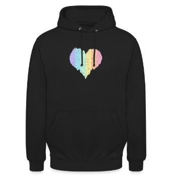 Regenbogen Herz Pastellfarben Pride Monat LGBTQ+ - Unisex Hoodie - Schwarz - Vorne - Alina (178cm) & Michal (187cm)