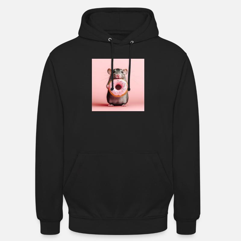 Süße Maus mit buntem Donut - Unisex Hoodie - Schwarz