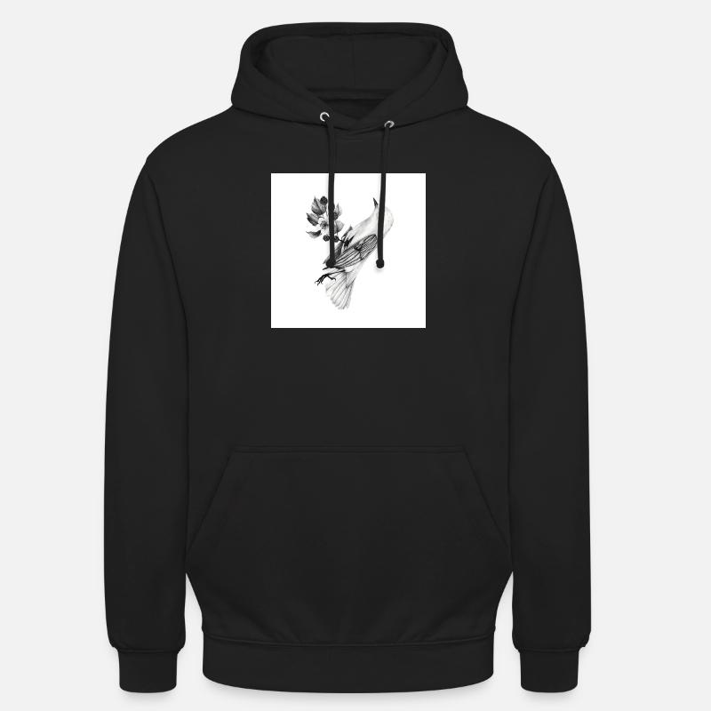 Vogel mit Pflanzen - Unisex Hoodie - Schwarz