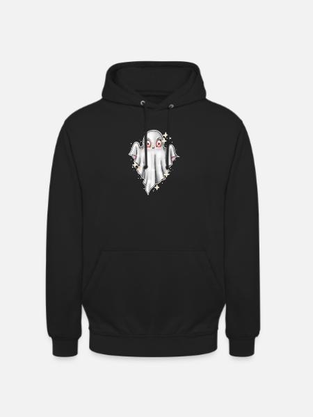 Cute Glowing Ghost Illustration - Unisex Hoodie - black