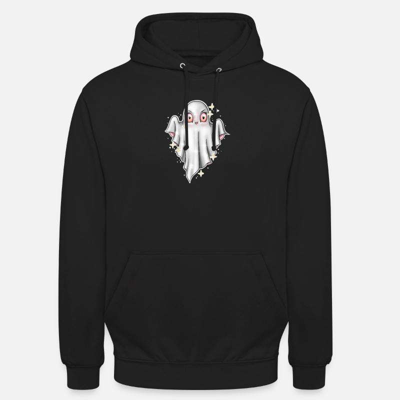 Cute Glowing Ghost Illustration - Unisex Hoodie - black