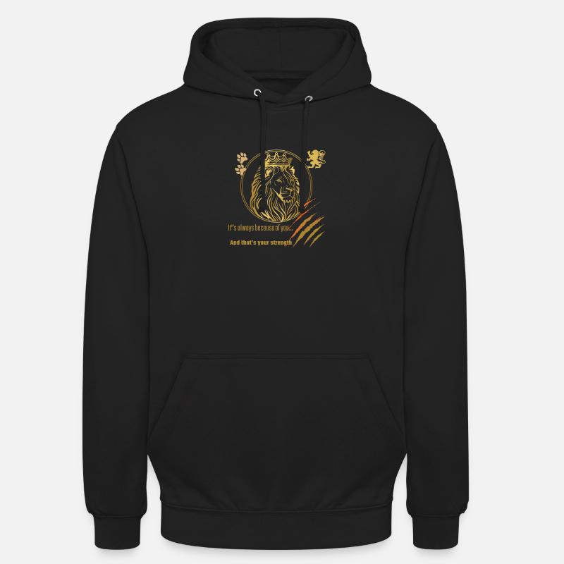 Lion Royalité et Force Impression - Sweat-shirt à capuche unisexe - noir