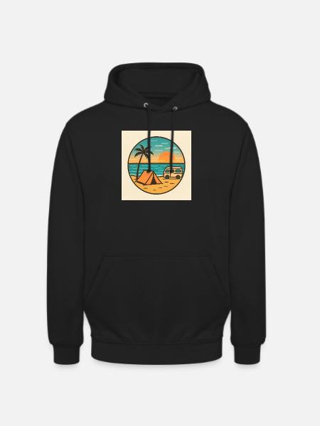 Beach Sunset with Tent - Unisex Hoodie - black