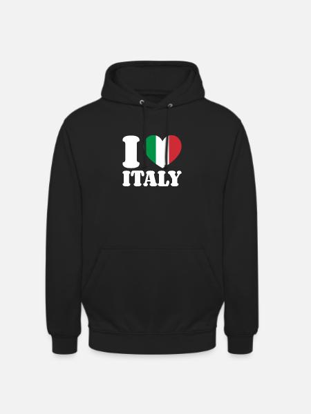 I Love Italy Italy Italian Flag Heart - Unisex Hoodie - black