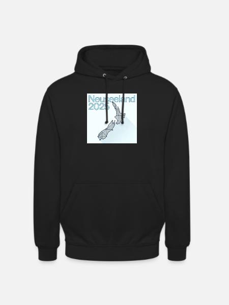 New Zealand 2025 Geometric Map - Unisex Hoodie - black