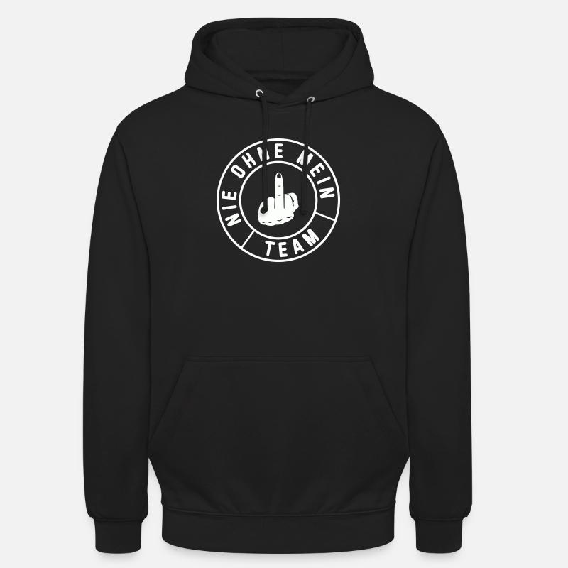 Mein Team Mittelfinger Emblem - Unisex Hoodie - Schwarz
