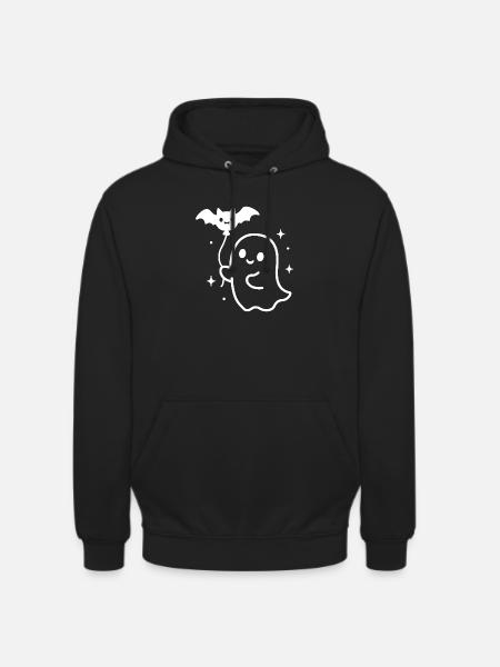 Ghost with Bat – Halloween Motif - Unisex Hoodie - black