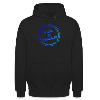 English Pride Tee – Blue “Made in England” Logo - Unisex Hoodie - black - Front - Alina (178cm) & Michal (187cm)