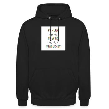 Les erreurs en sont la preuve – un dicton motivant - Sweat-shirt à capuche unisexe - noir - Devant - Alina (178cm) & Michal (187cm)