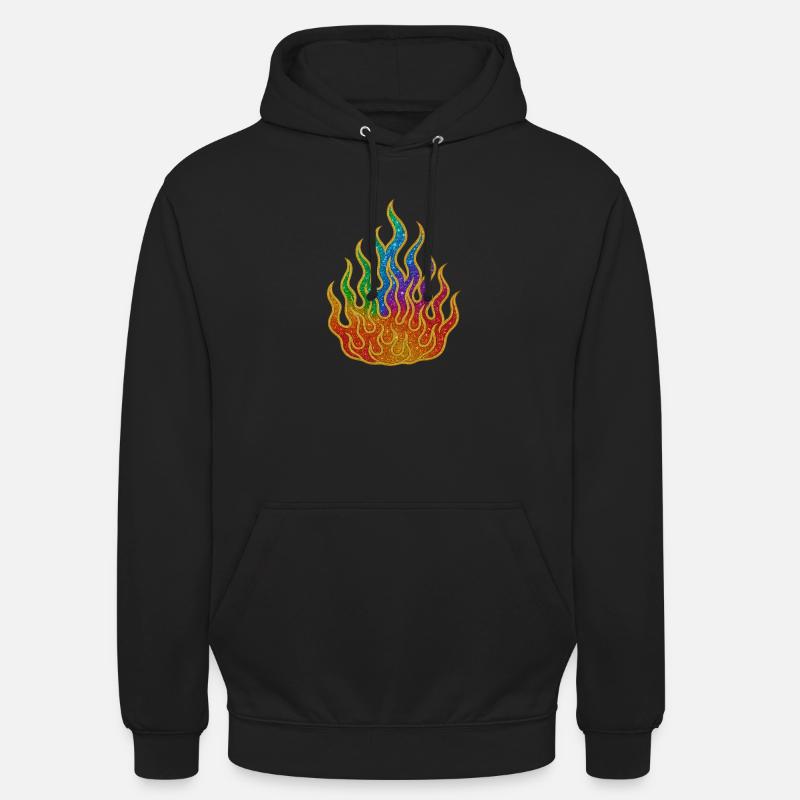Regenbogenfeuer Glitzerflamme - Unisex Hoodie - Schwarz