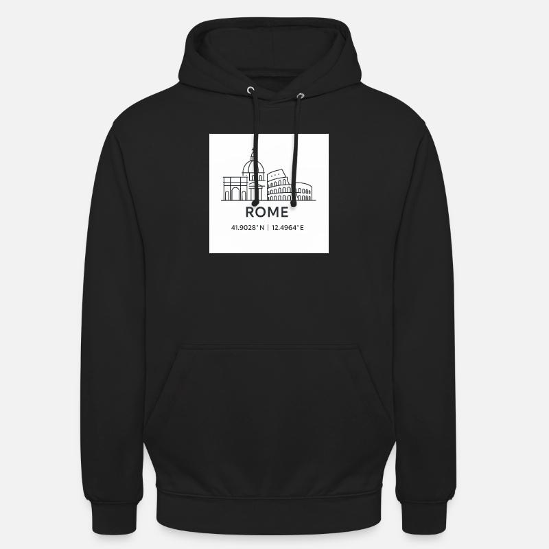 Rom Linienkunst Silhouette Wahrzeichen - Unisex Hoodie - Schwarz
