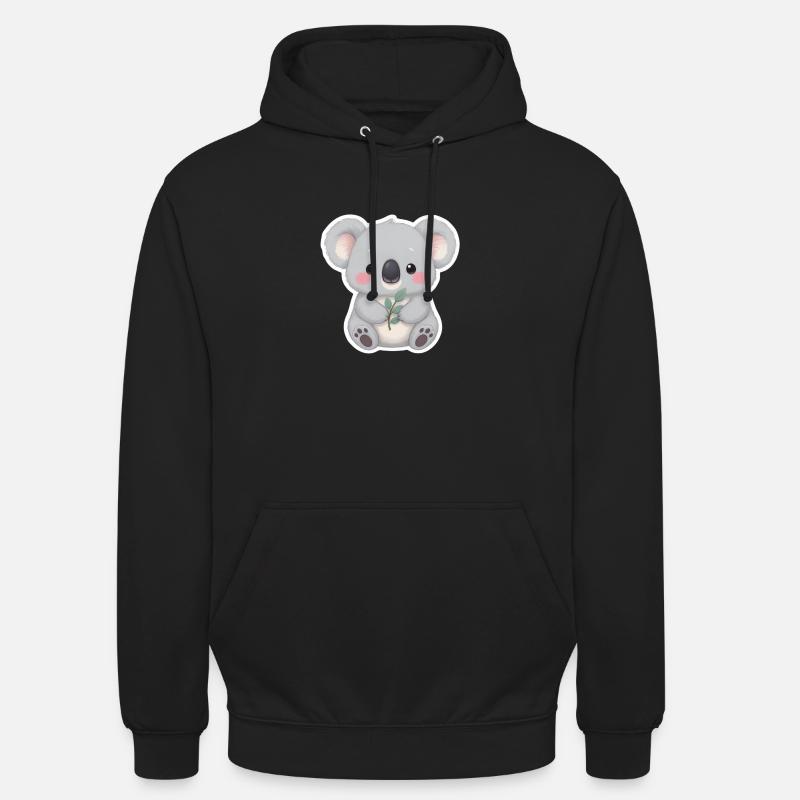 Koala Cutie mit Leaf Embrace - Unisex Hoodie - Schwarz
