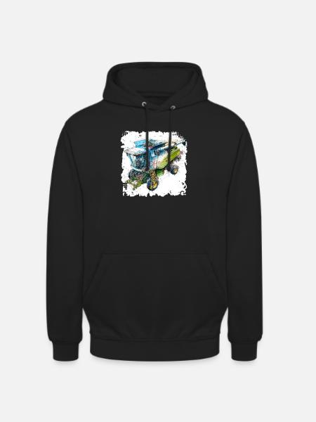 Farbige Blueprint Dreschmaschine, CAD-Design - Unisex Hoodie - Schwarz