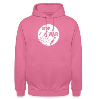 Arrêtez la guerre - Sweat-shirt à capuche unisexe - rose - Devant - Alina (178cm) & Michal (187cm)