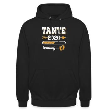 Tante 2026 Loading Zukünftige Tante Geschenk - Unisex Hoodie - Schwarz - Vorne - Alina (178cm) & Michal (187cm)