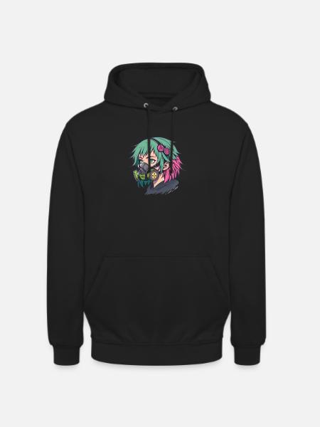 Neon Gasmask Punk Portrait - Unisex Hoodie - black