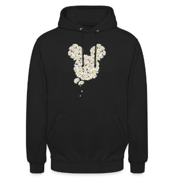 Mickey & Minnie Kopf Aus Gänseblümchen - Unisex Hoodie - Schwarz - Vorne - Alina (178cm) & Michal (187cm)