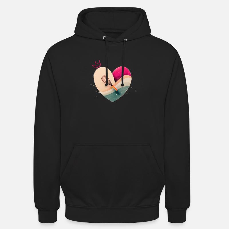 Heart with Crown - Baking - Unisex Hoodie - black