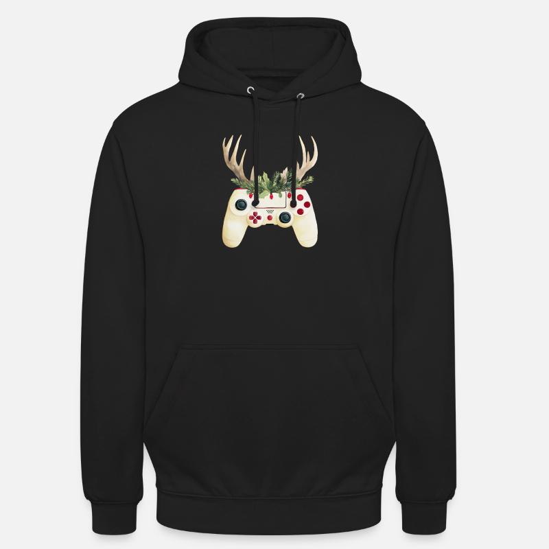 Weihnachtscontroller mit Hirschgeweih - Unisex Hoodie - Schwarz