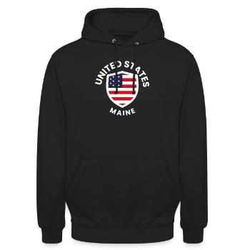 American-themed Flag Shield - Unisex Hoodie - black - Front - Alina (178cm) & Michal (187cm)