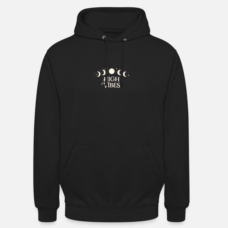 High Vibes Moon Phases Pattern - Unisex Hoodie - black