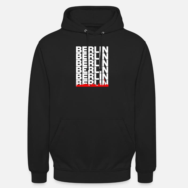 SKYLINE DE BERLIN, AMBIANCE CAPITALE ! MUR - Sweat-shirt à capuche unisexe - noir