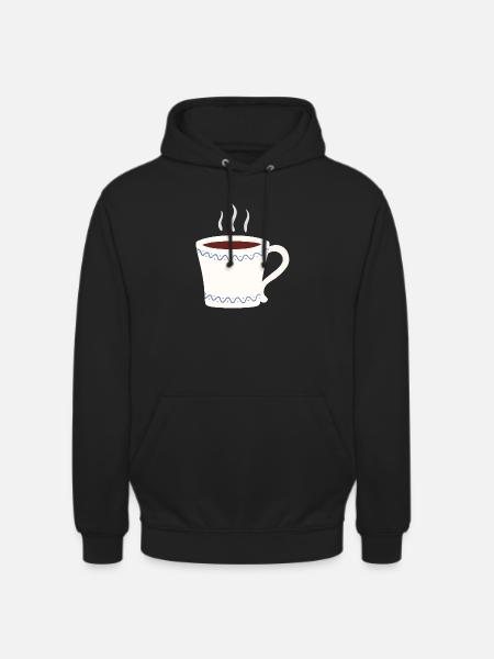Steaming Mug with Blue Wave Trim - Unisex Hoodie - black