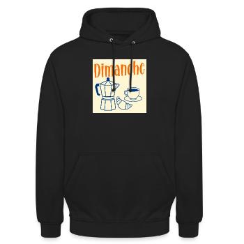 Dimanche Café Croissant - Sweat-shirt à capuche unisexe - noir - Devant - Alina (178cm) & Michal (187cm)