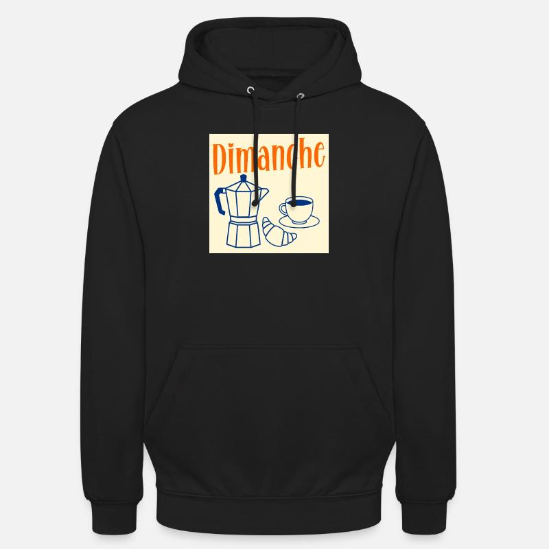 Dimanche Café Croissant - Sweat-shirt à capuche unisexe - noir