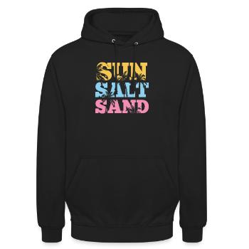 Sommerzeit - Sonne, Salz und Sand - Unisex Hoodie - Schwarz - Vorne - Alina (178cm) & Michal (187cm)