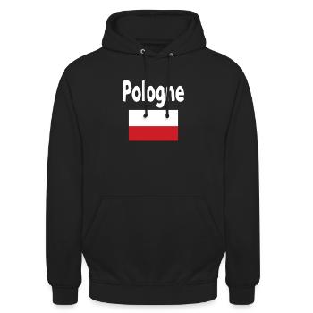 Pologne Typo et Drapeau Rouge - Sweat-shirt à capuche unisexe - noir - Devant - Alina (178cm) & Michal (187cm)