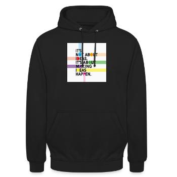 Make Ideas Happen – Kreativer Motivationsspruch - Unisex Hoodie - Schwarz - Vorne - Alina (178cm) & Michal (187cm)