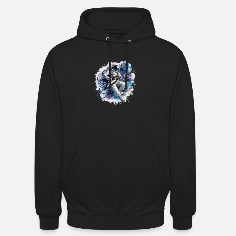 Guitare d’astronaute dans l’aquarelle spatiale - Sweat-shirt à capuche unisexe - noir